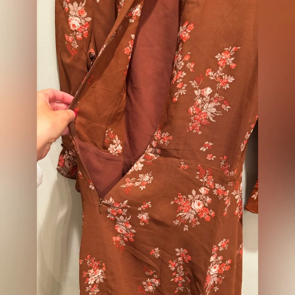 Reformation Brown Floral Mini Dress - Picture 10 of 13